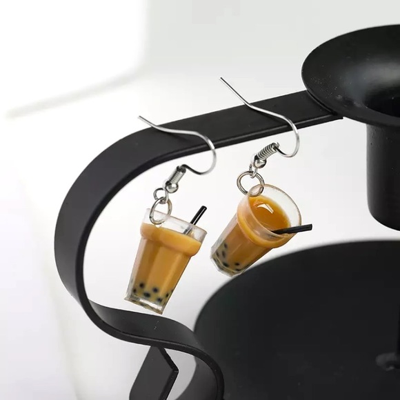 Boba/Pearl Tea Adorable Handmade Food Earrings - Picture 5 of 6